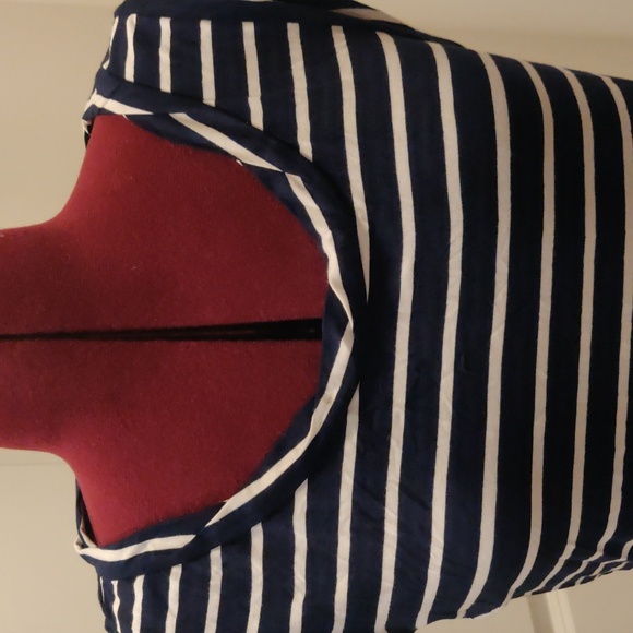 New! Max studio navy sleeveless striped dress Sz XLP Retro Y2k Minimalist Trendy - Picture 3 of 10